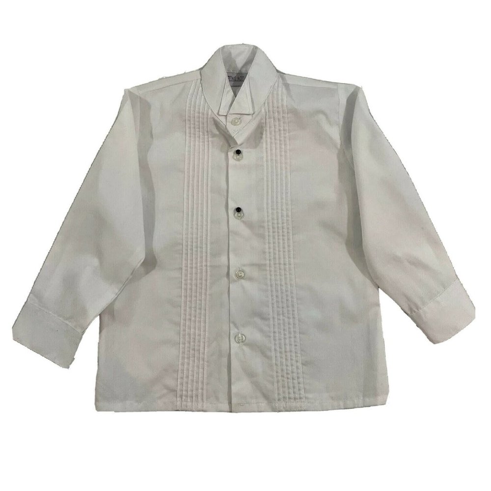 Spring Notion Boy Shirt Button Down White Buttons Long Sleeve Cotton Size 4T